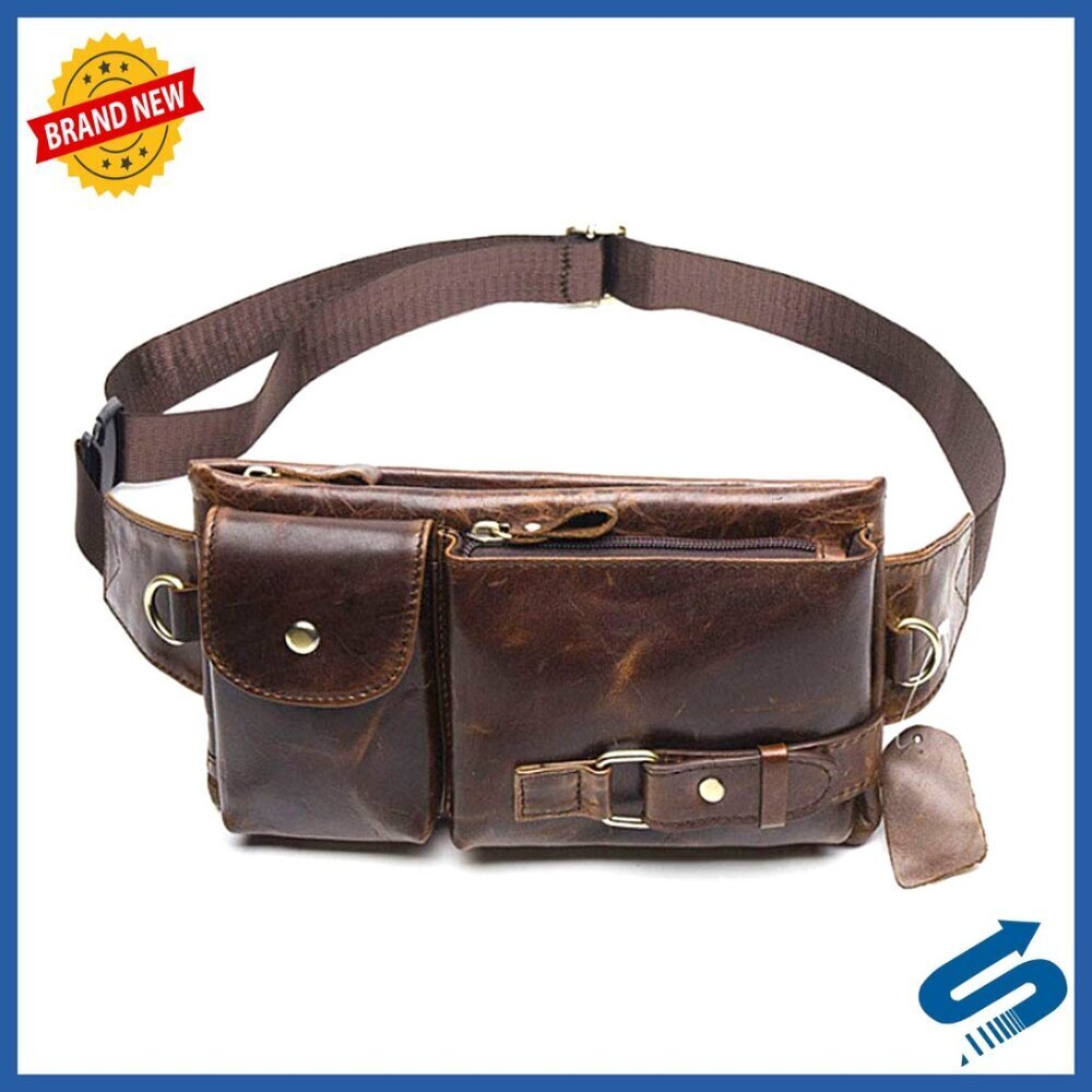 Leather Waist Bag Fanny Pack Travel Outdoor Hiking Tactical Slim Belt Pouch